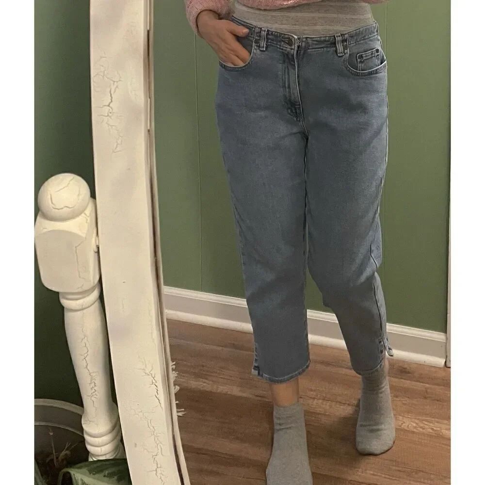 Vintage Liz Claiborne Cropped Blue Women’s Mom Jeans Size 12 - Picture 2 of 10